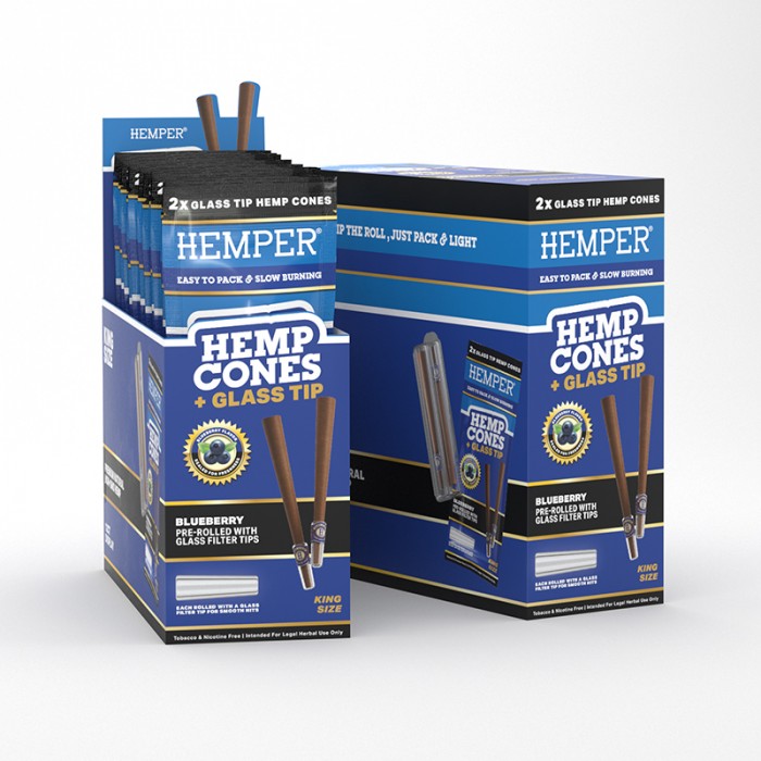 Glass tip cones blueberry  2pk Hemper